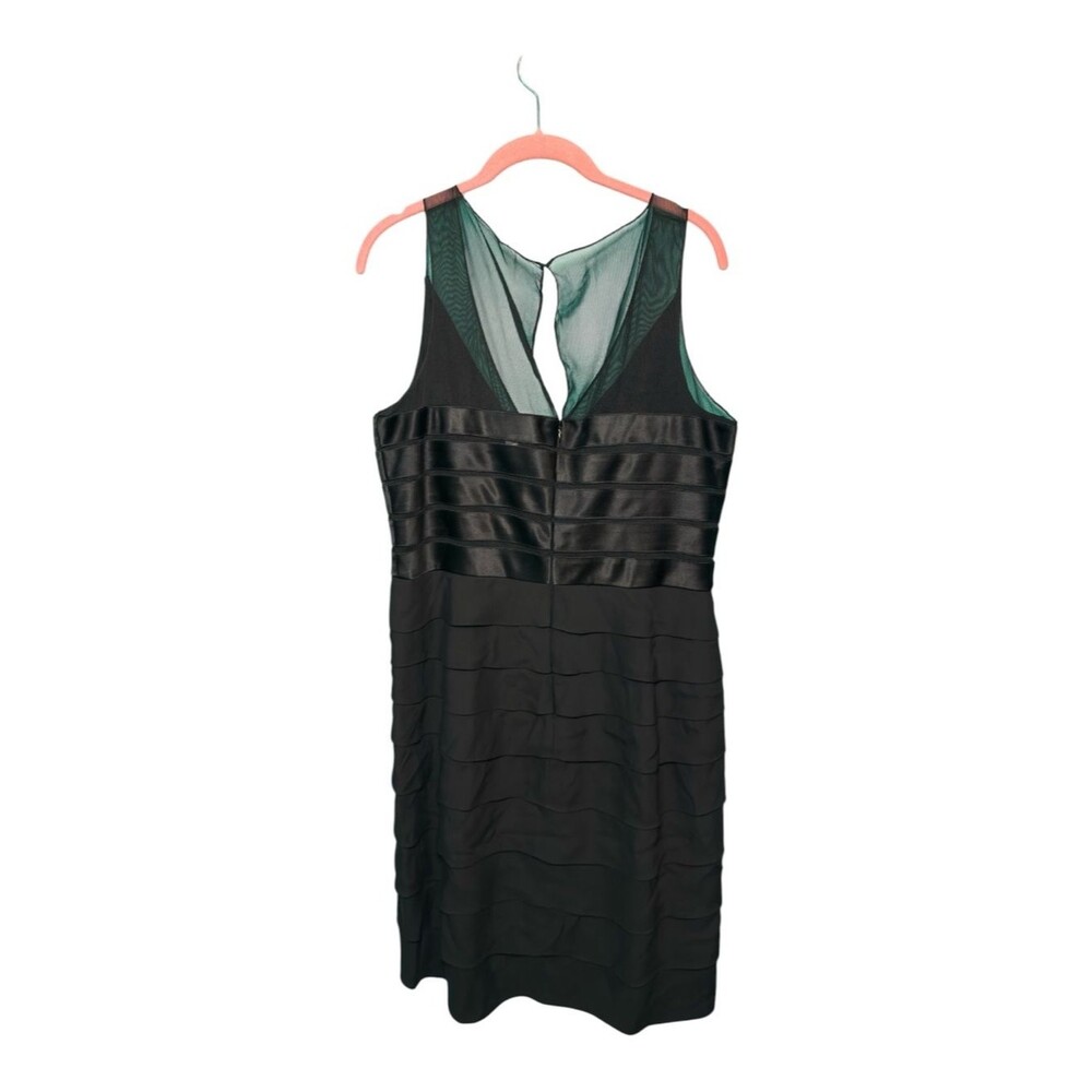 Chetta B Sherrie Bloom 100% Silk Tiered Cocktail Dress 16 β Black Formal - Picture 3 of 8